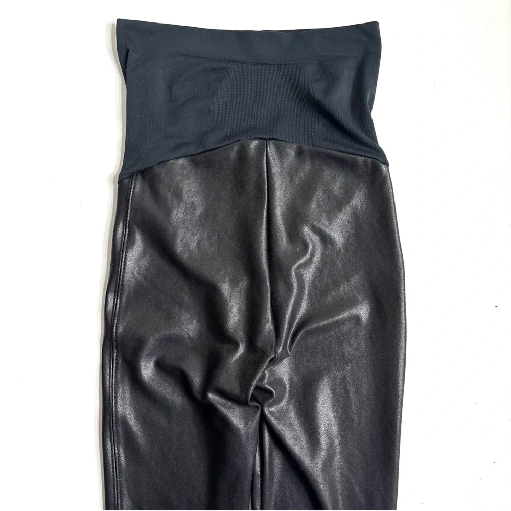 Spanx Mama Maternity Faux Leather Leggings Black Size Small